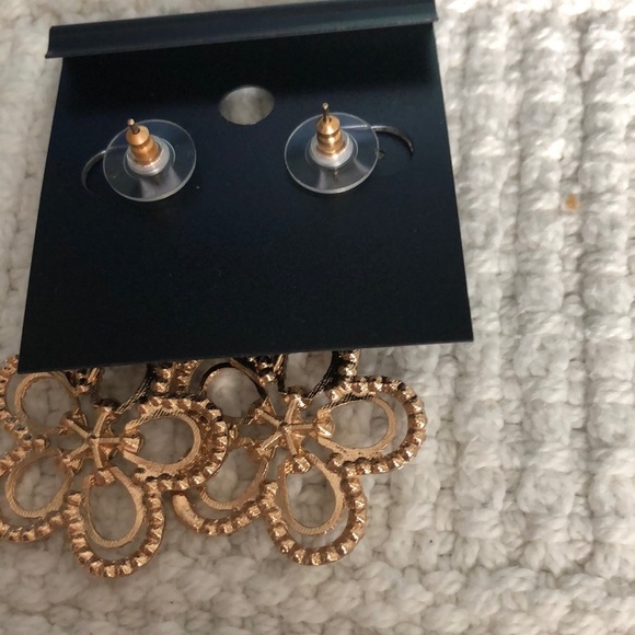 Saks Fifth Avenue Pink and Gold Floral Earrings - Picture 3 of 3